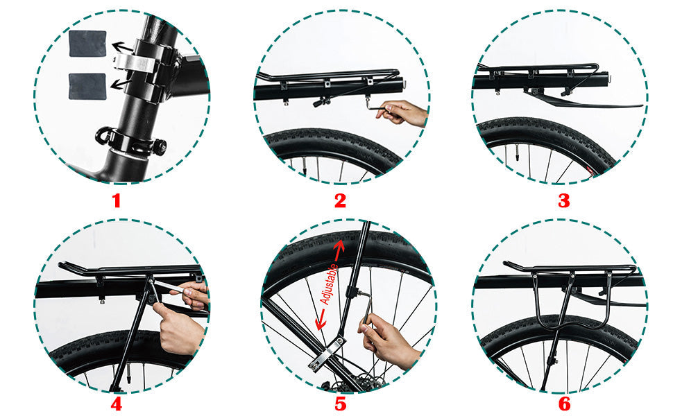 Rear Bicycle Cargo Rack with Mudguard Tool-Free Quick Install