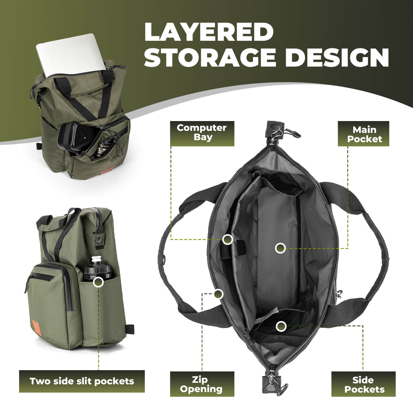 Folding Bike Handlebar Bag Backpack - 11.5L