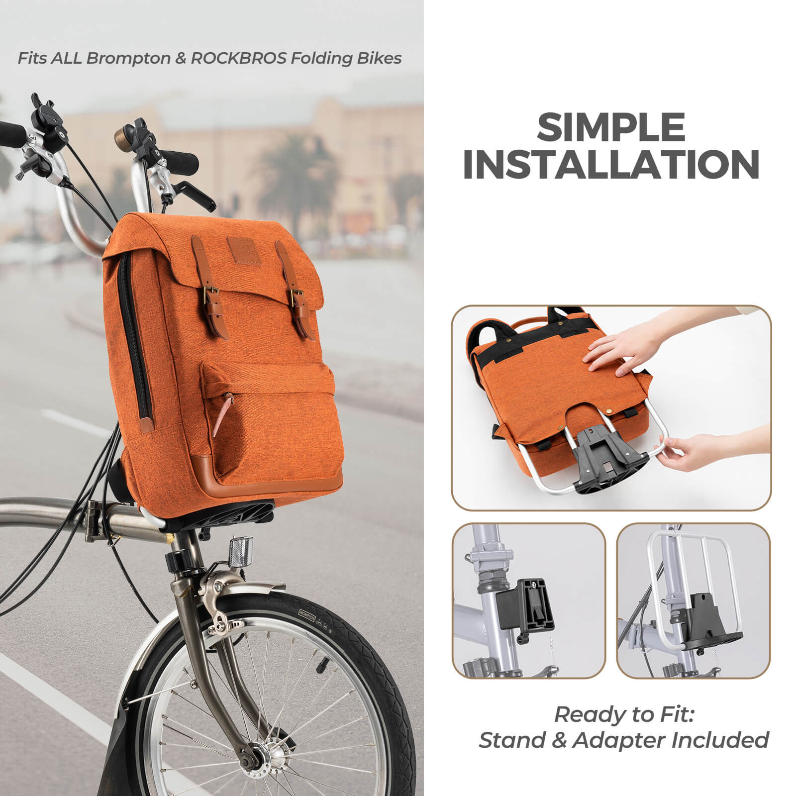 Folding Bike Handlebar Bag Backpack - 8.3L