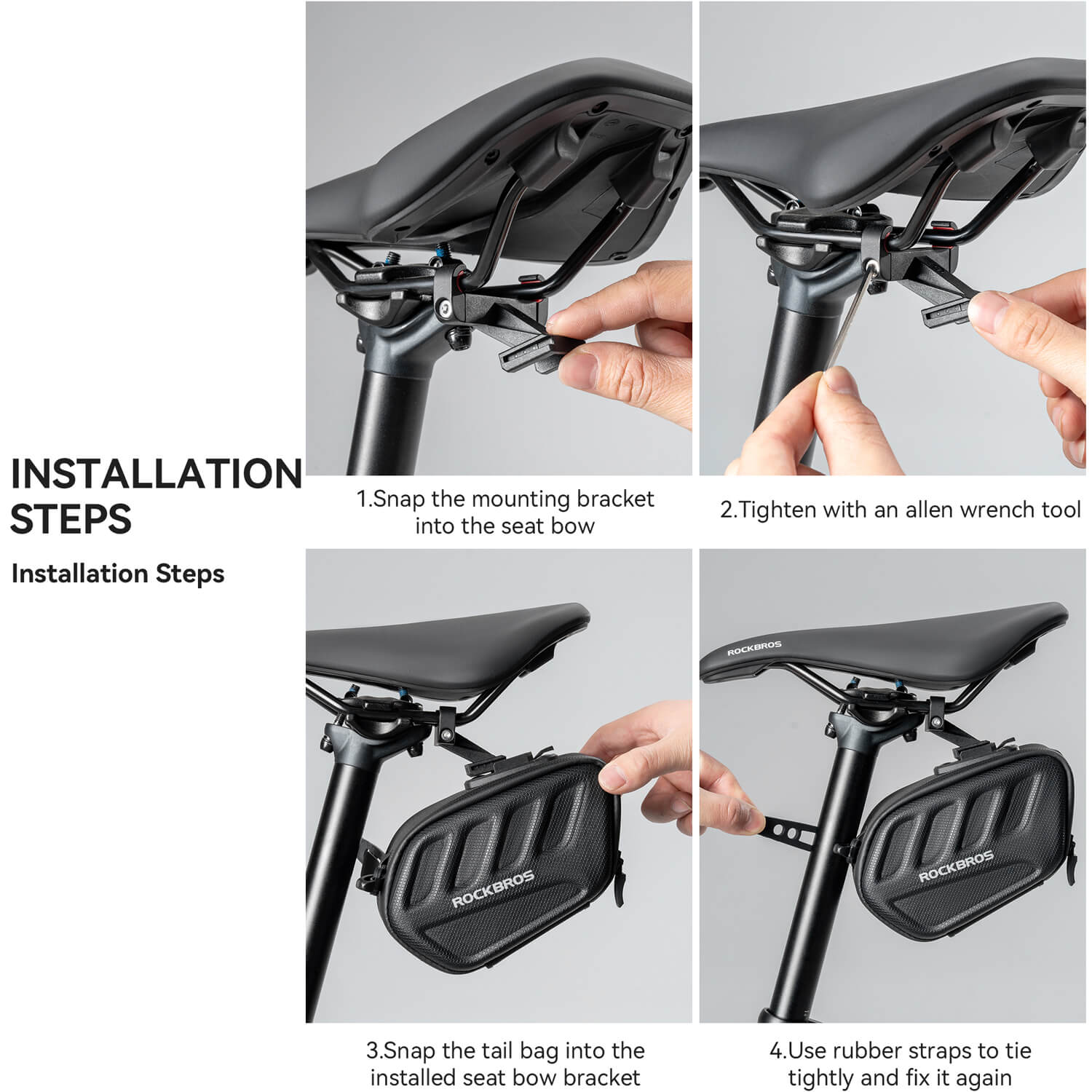 C61 Hard Shell Bike Saddle Bag with Light