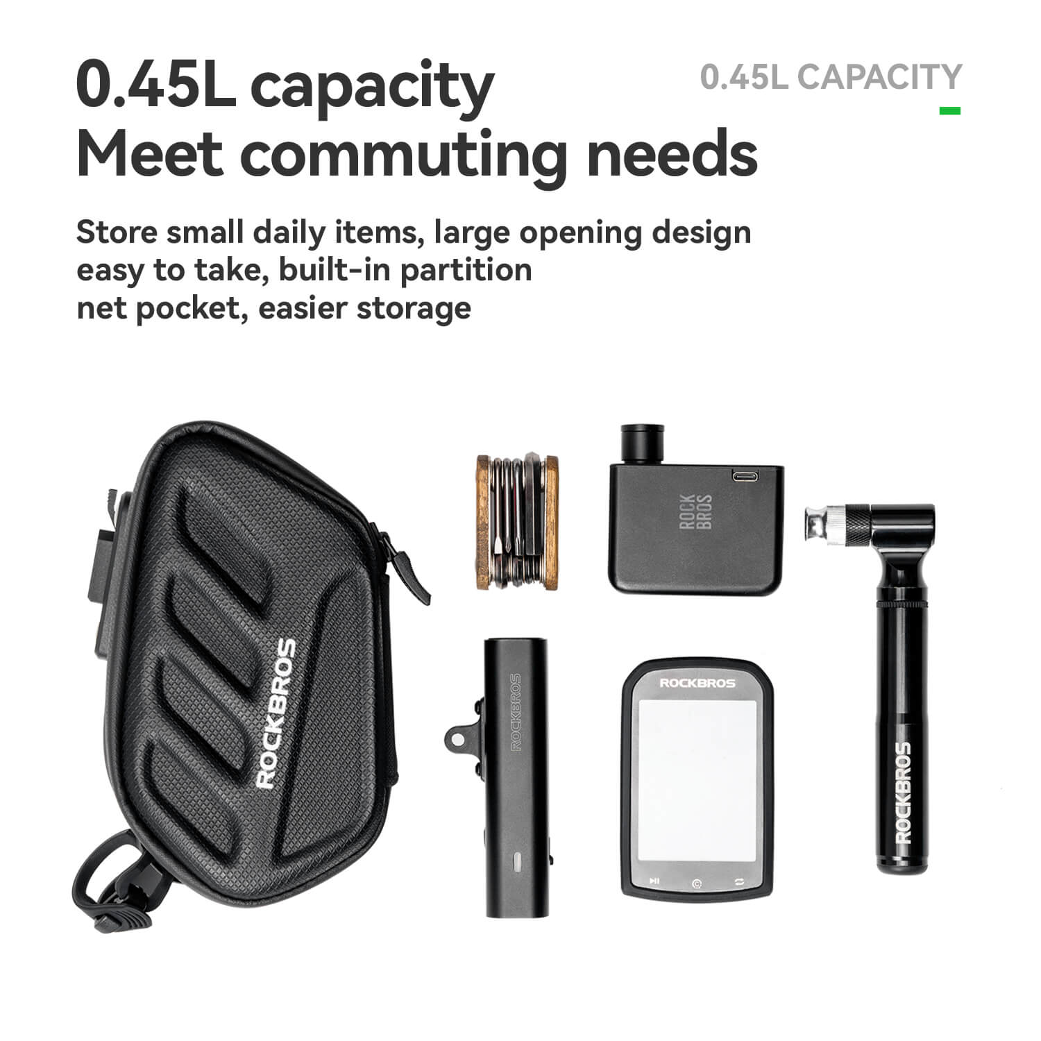 C61 Hard Shell Bike Saddle Bag with Light