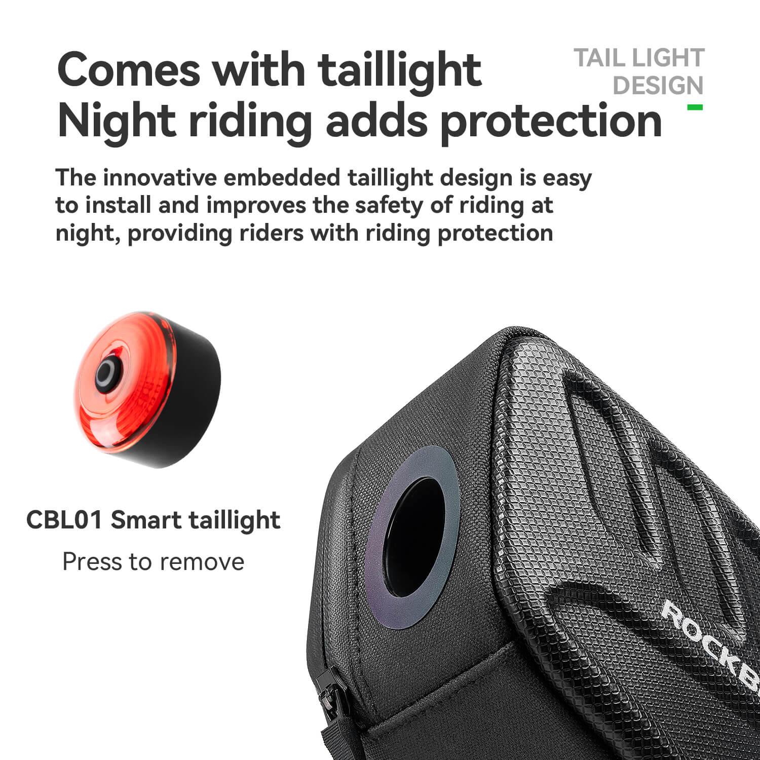 C61 Hard Shell Bike Saddle Bag with Light