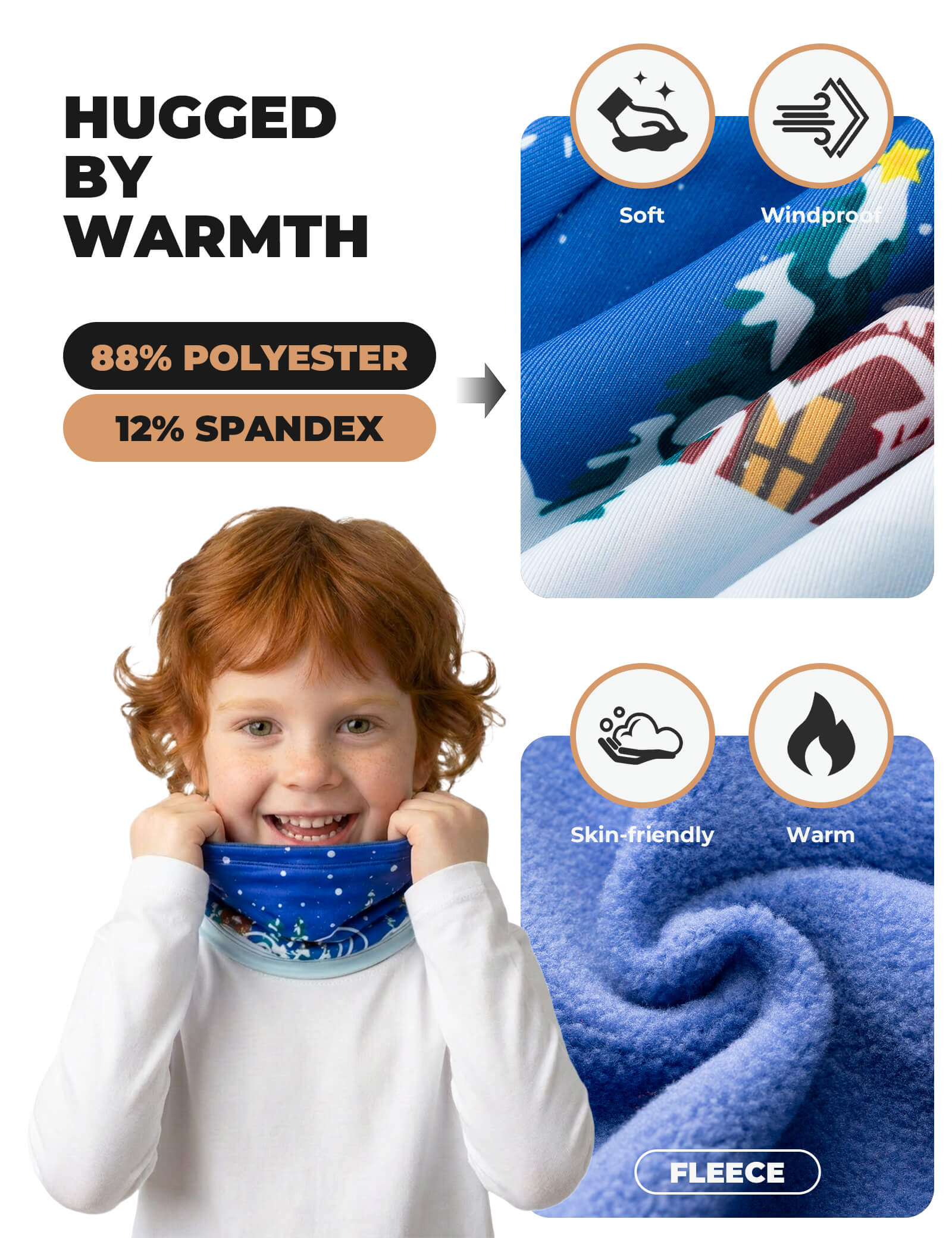 Kids Fleece Warm Face Cover & Neck Gaiter