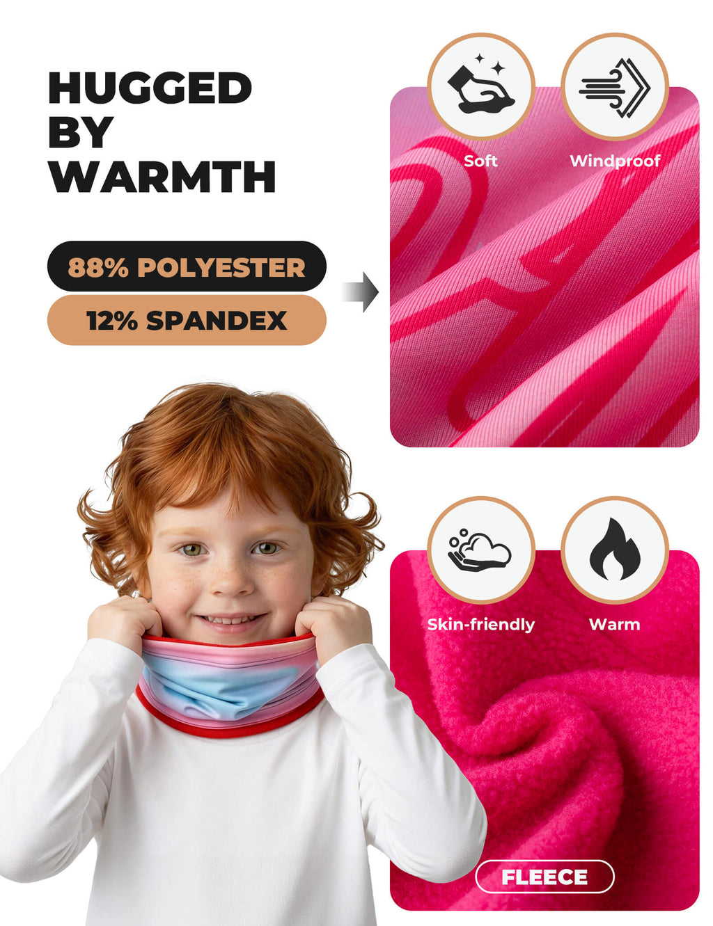 Kids Fleece Warm Face Cover & Neck Gaiter