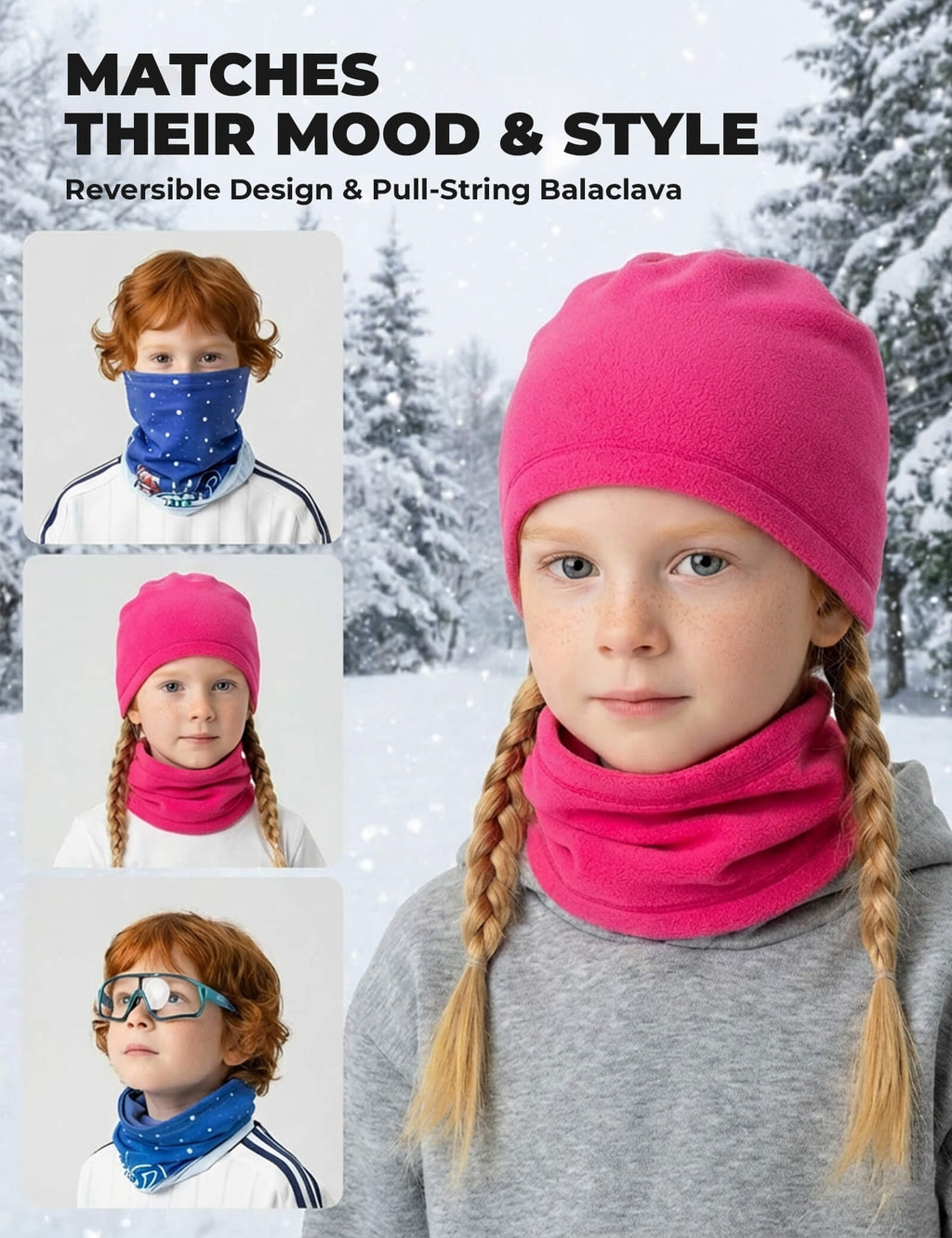 Kids Fleece Warm Face Cover & Neck Gaiter