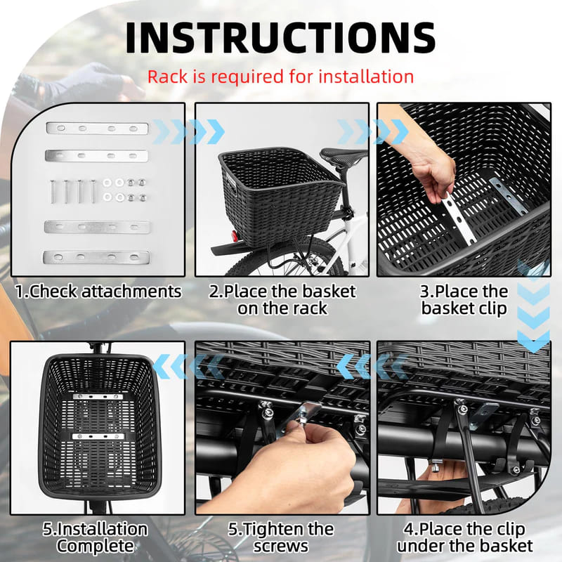 Lightweight Rear Rack Cargo Basket - 30L