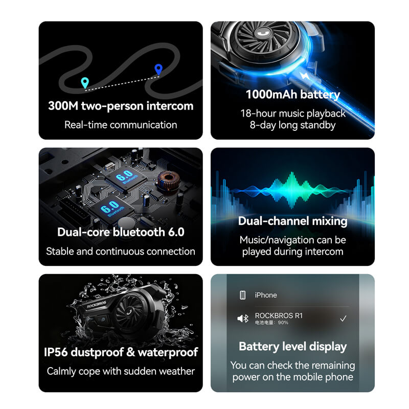 R1 Motorcycle Helmet Bluetooth Headset