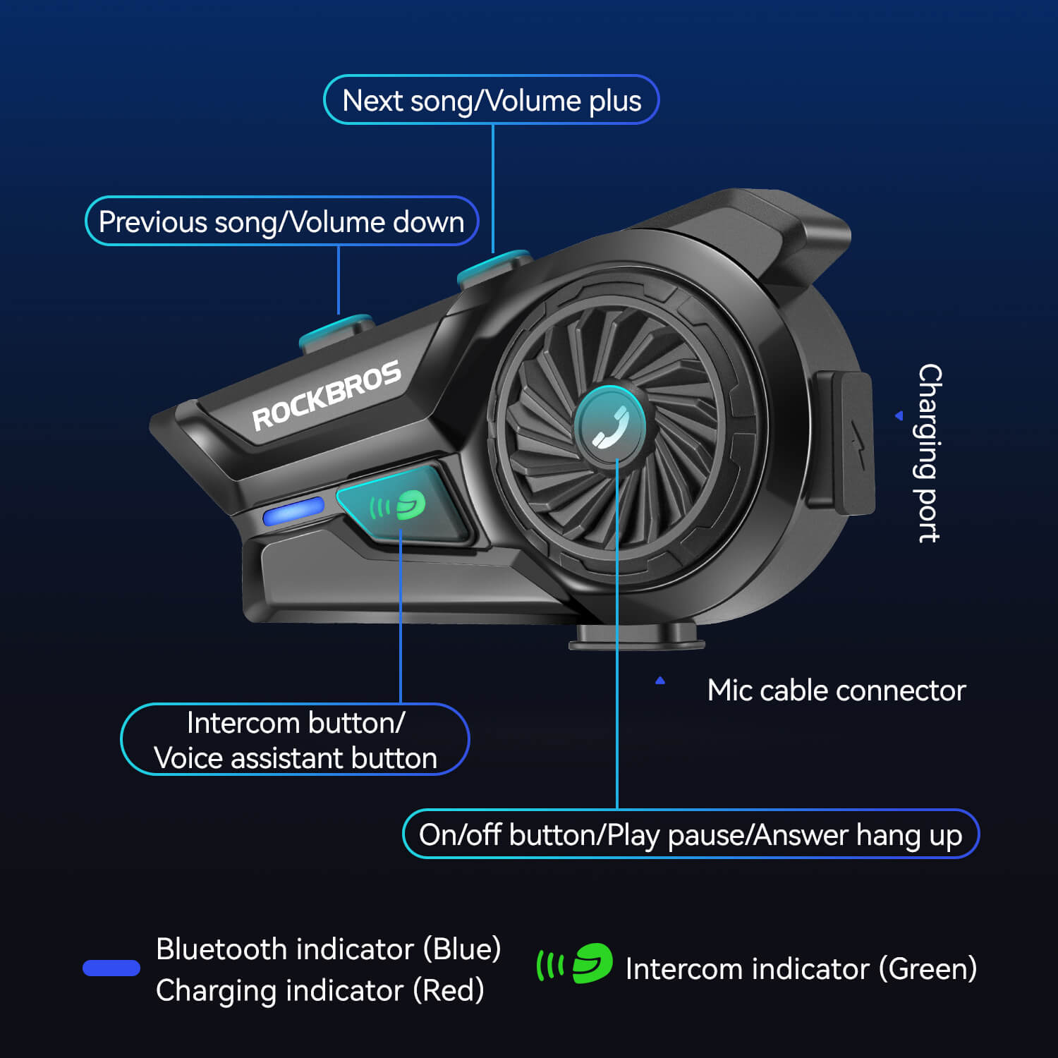 R1 Motorcycle Helmet Bluetooth Headset
