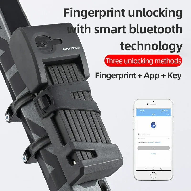 Foldable Smart Bike Lock with Fingerprint Unlock