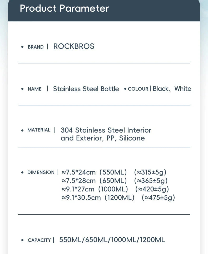Stainless Steel Water Bottle – Large Capacity