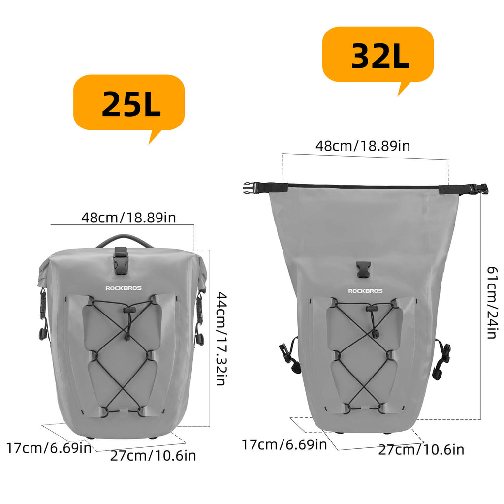 ROCKBROS Fully Waterproof Bike Pannier Large Capacity