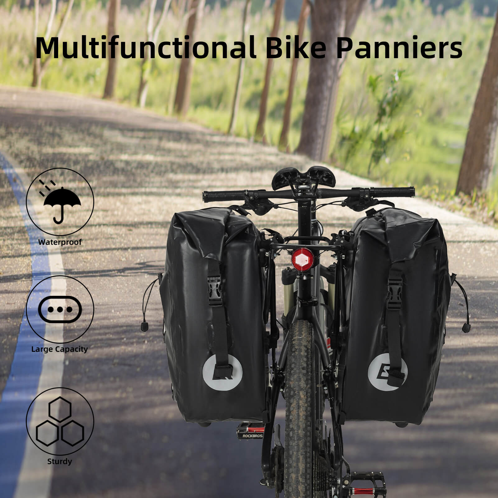 ROCKBROS Fully Waterproof Bike Pannier Large Capacity