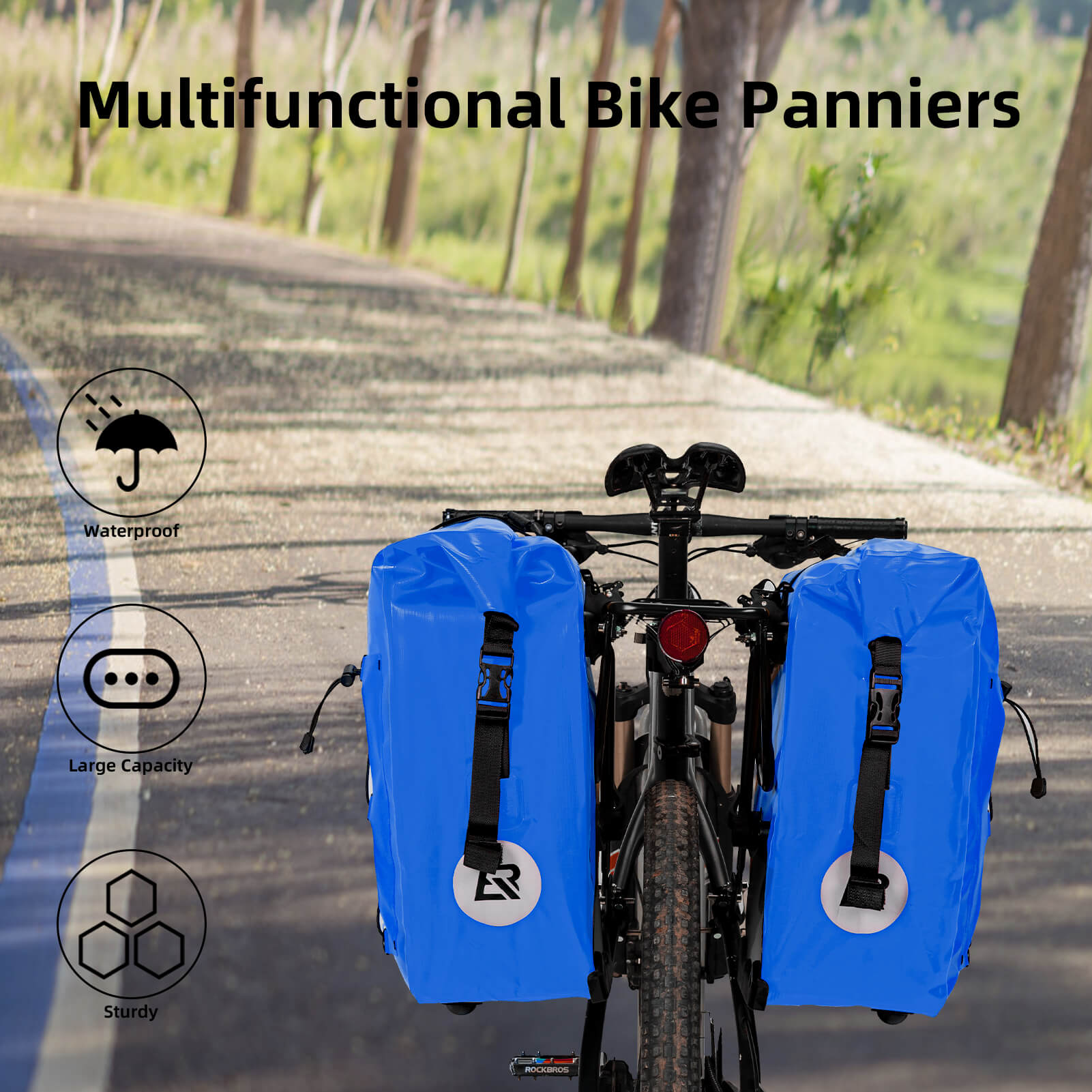 ROCKBROS Fully Waterproof Bike Pannier Large Capacity