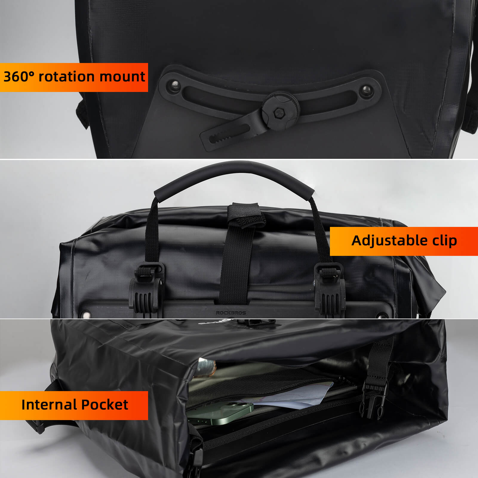 ROCKBROS Fully Waterproof Bike Pannier Large Capacity