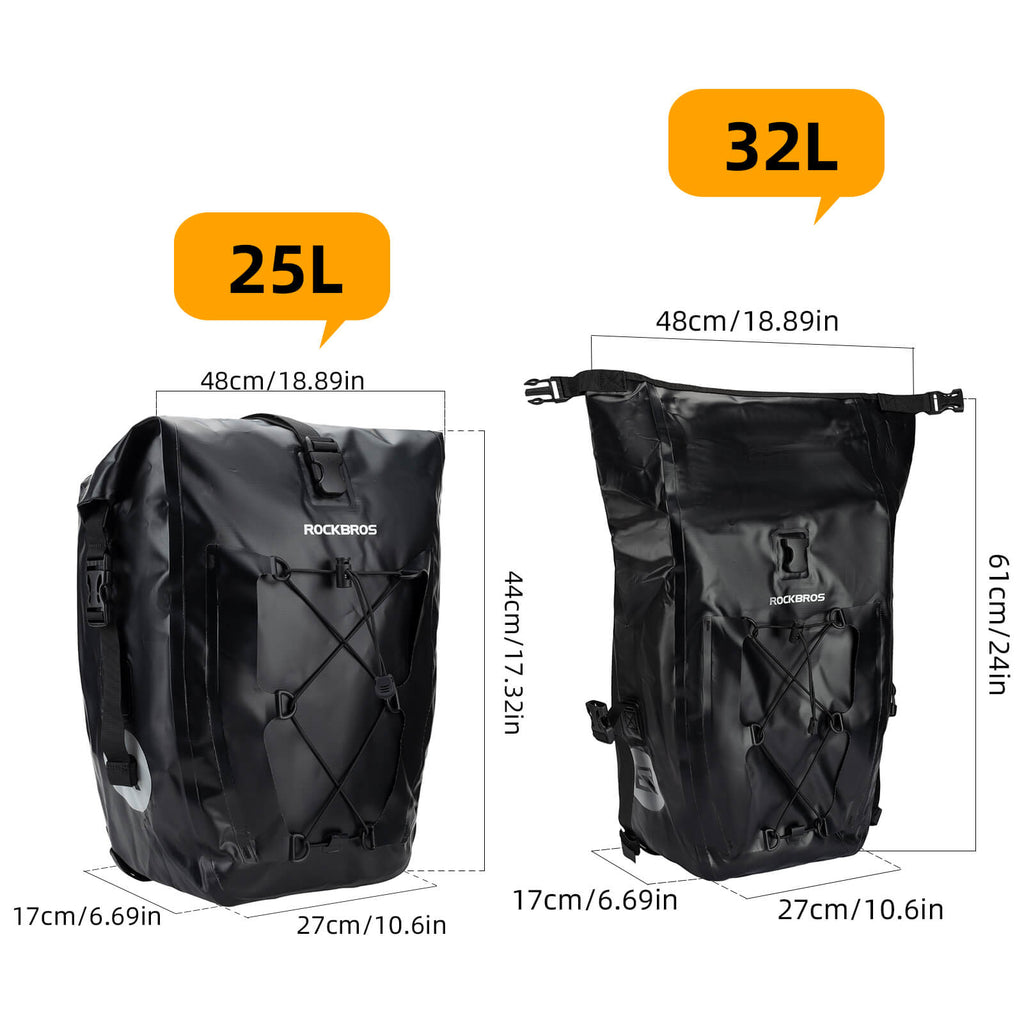 ROCKBROS Fully Waterproof Bike Pannier Large Capacity