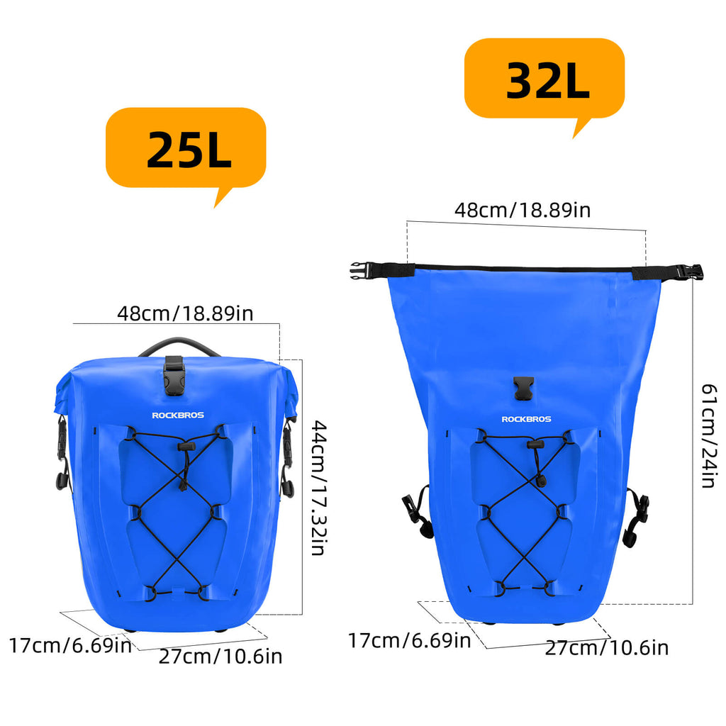 ROCKBROS Fully Waterproof Bike Pannier Large Capacity