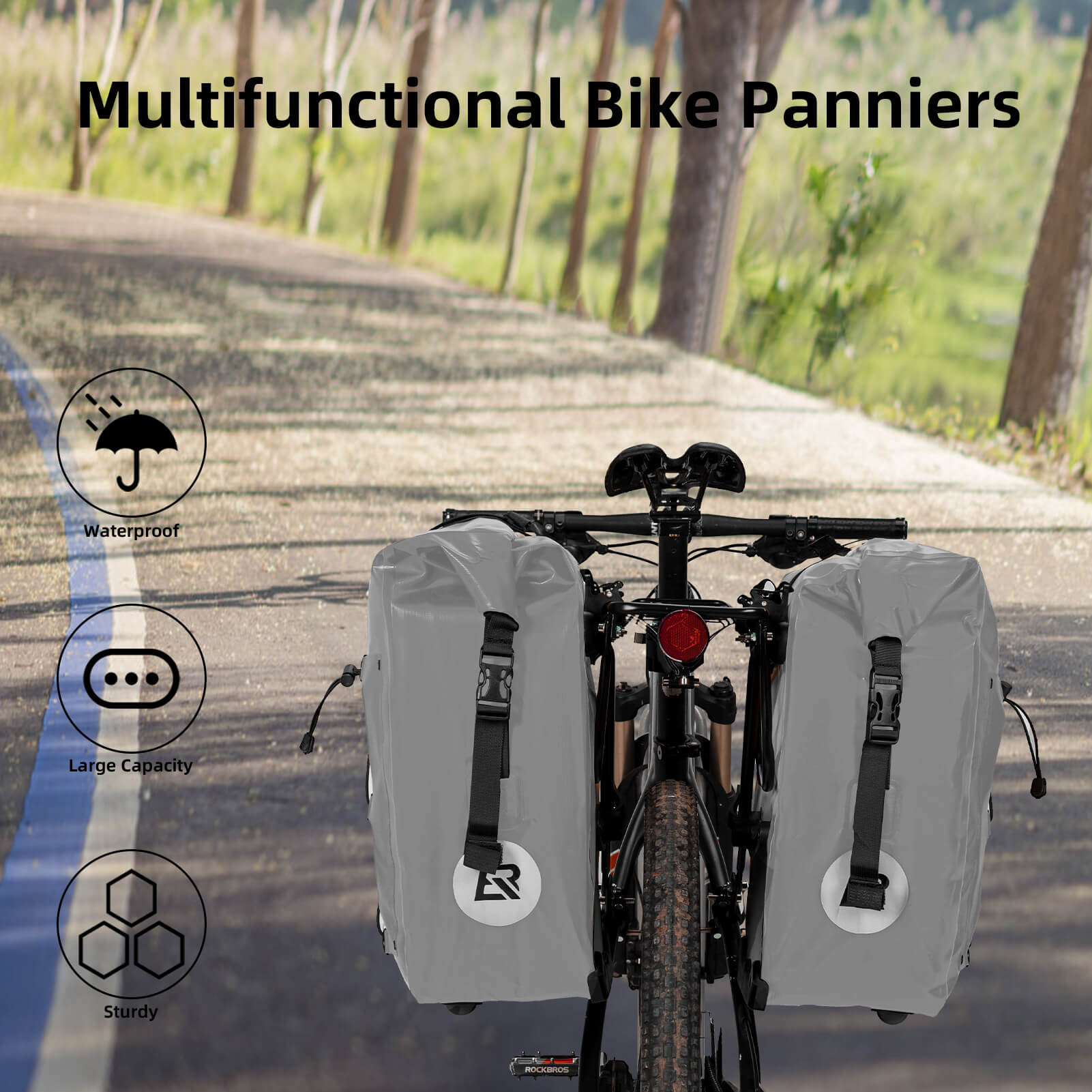 ROCKBROS Fully Waterproof Bike Pannier Large Capacity