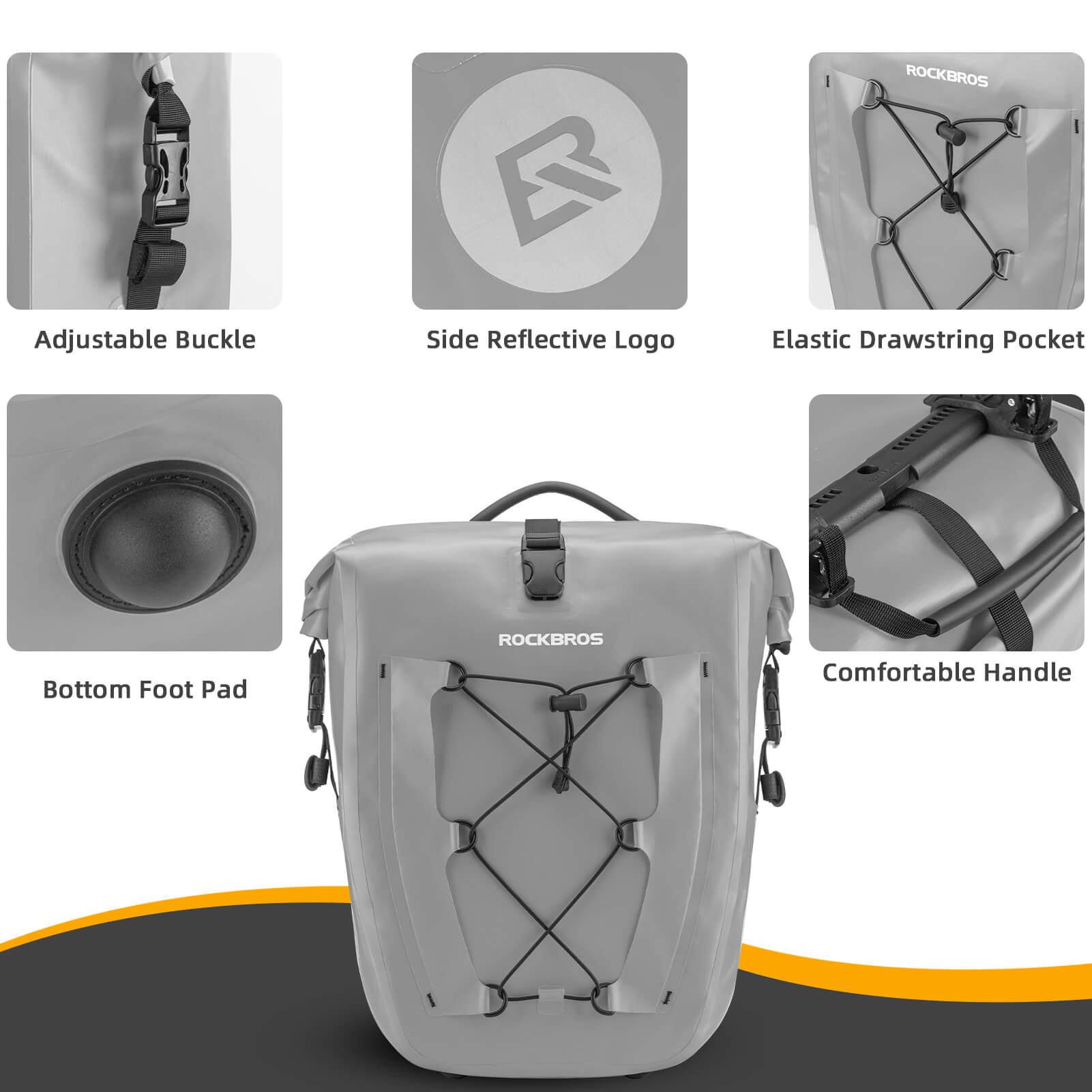 ROCKBROS Fully Waterproof Bike Pannier Large Capacity