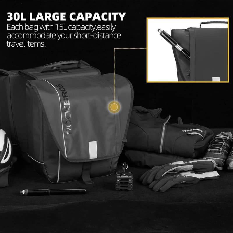 Waterproof Bike Rear Rack Pannier Bag- 30L