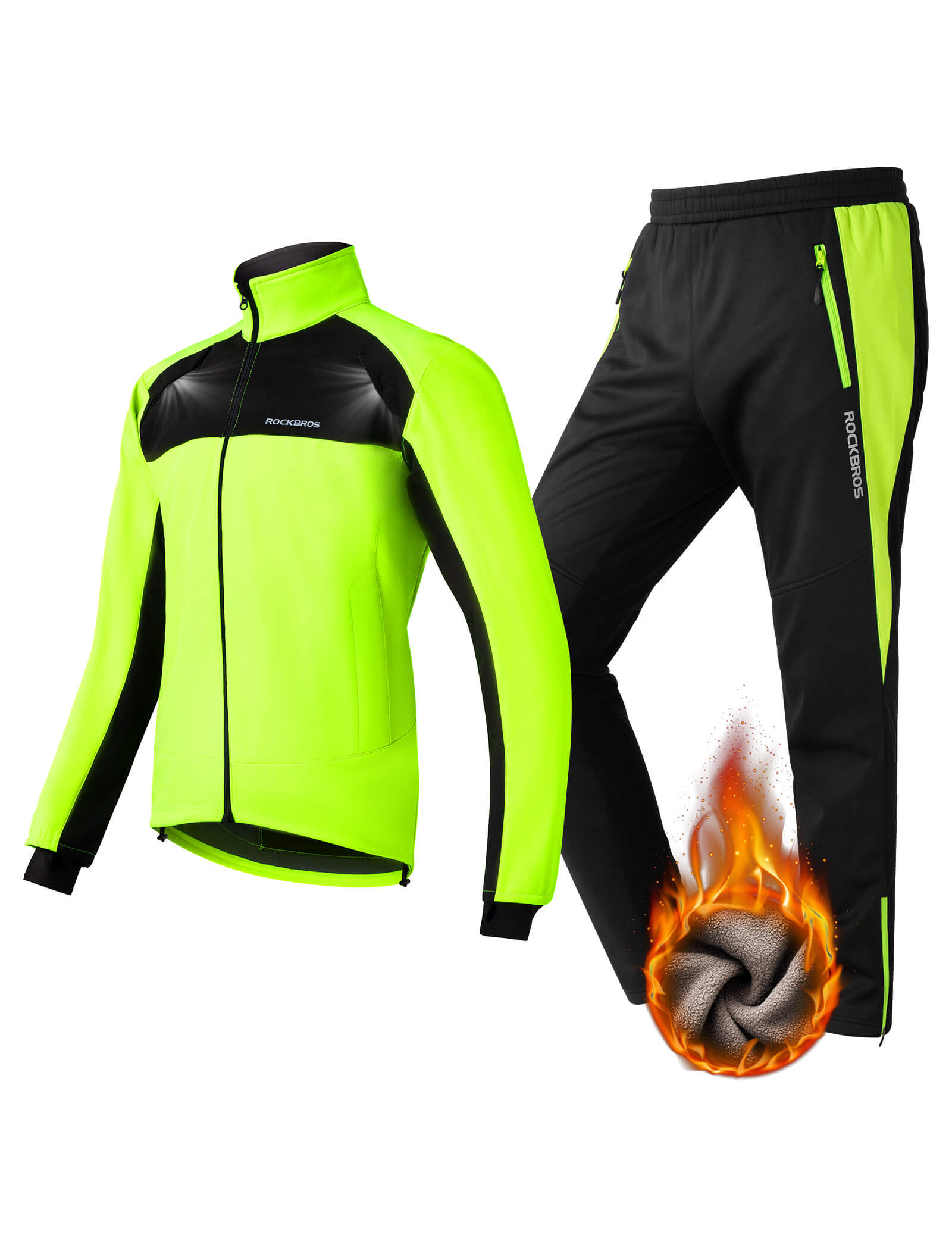 Cycling Kit Thermal Fleece Windproof Jeckets & Pants