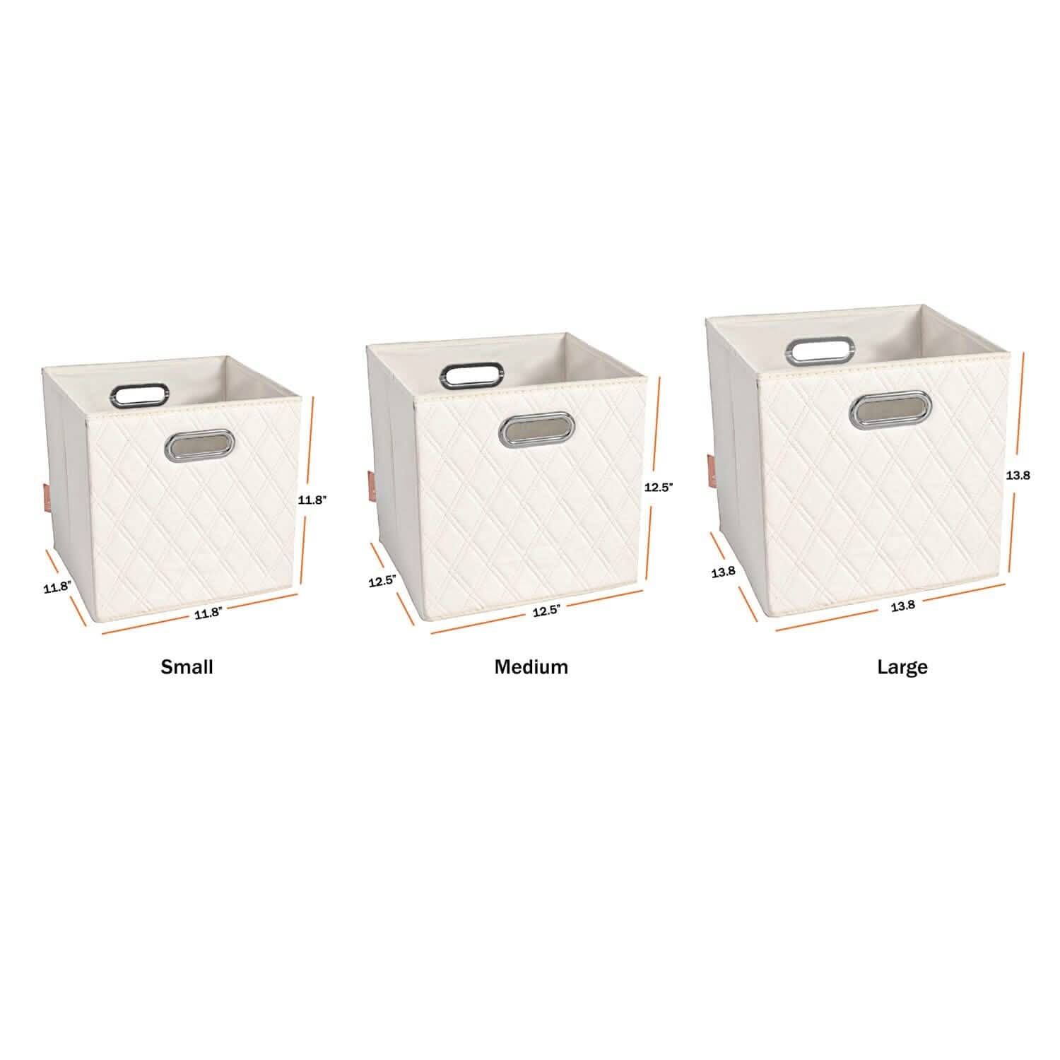 Set of 2: 11-13" Foldable Diamond Patterned Faux Leather Storage Cube Bins
