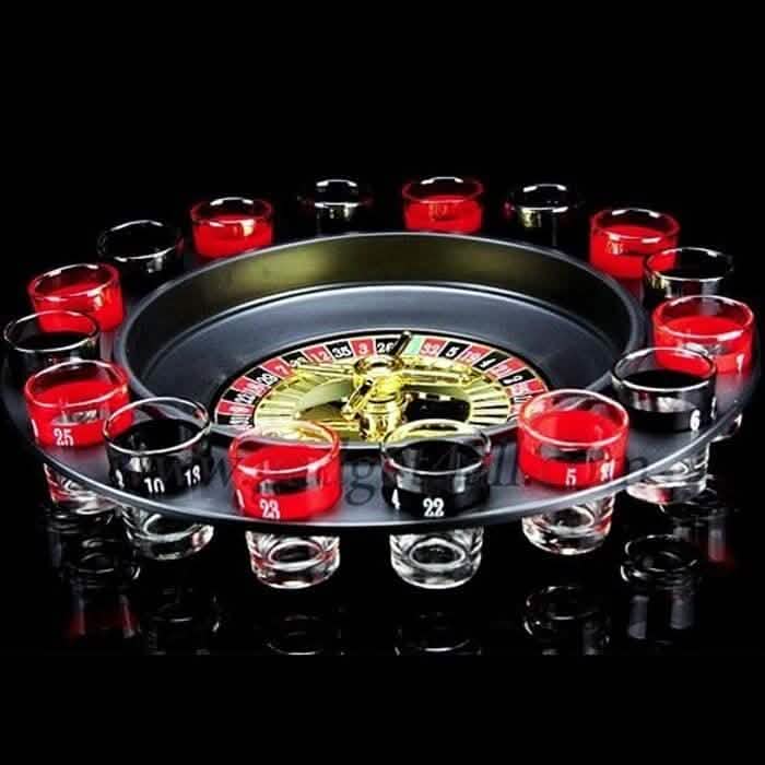 Shot Glass Roulette Set Novelty Drinking Game with 16 Shot Glasses