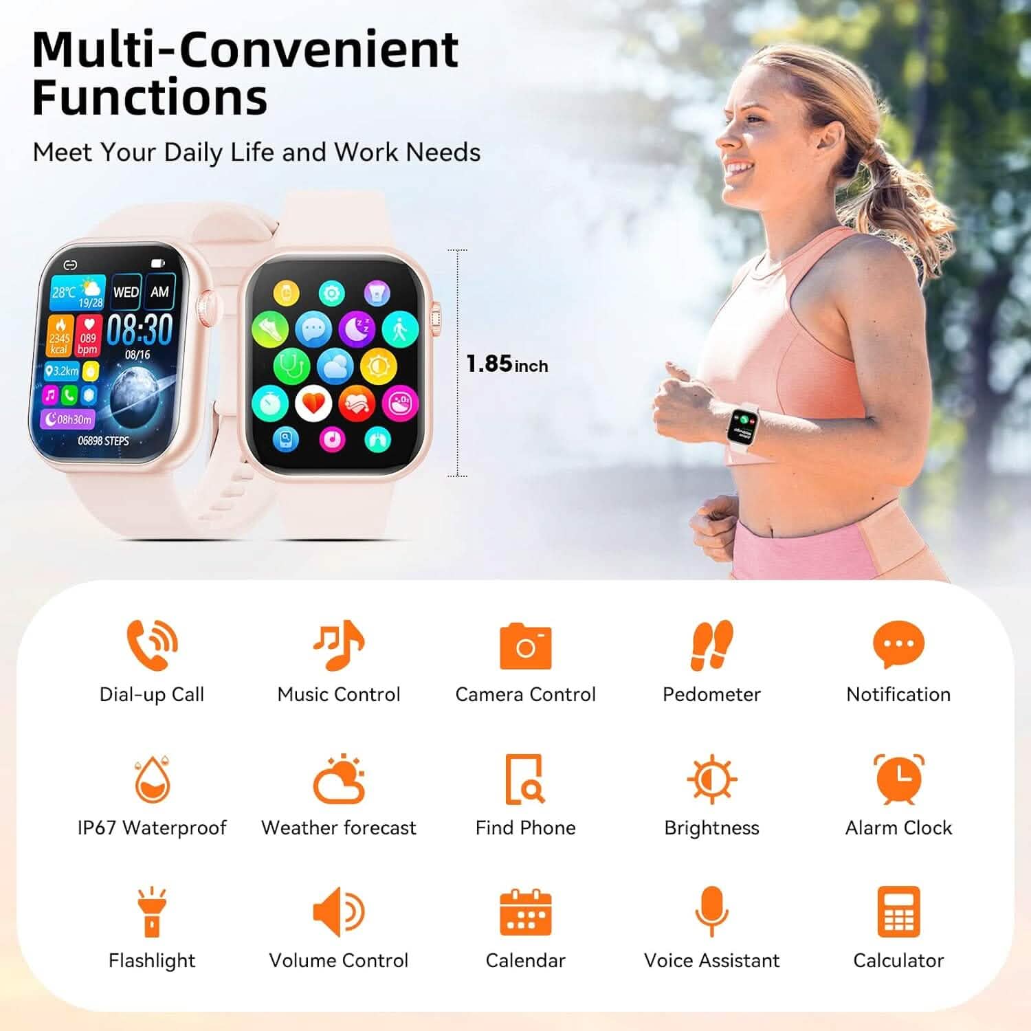 Smartwatch Sport Mode Pink  (Refurbished)