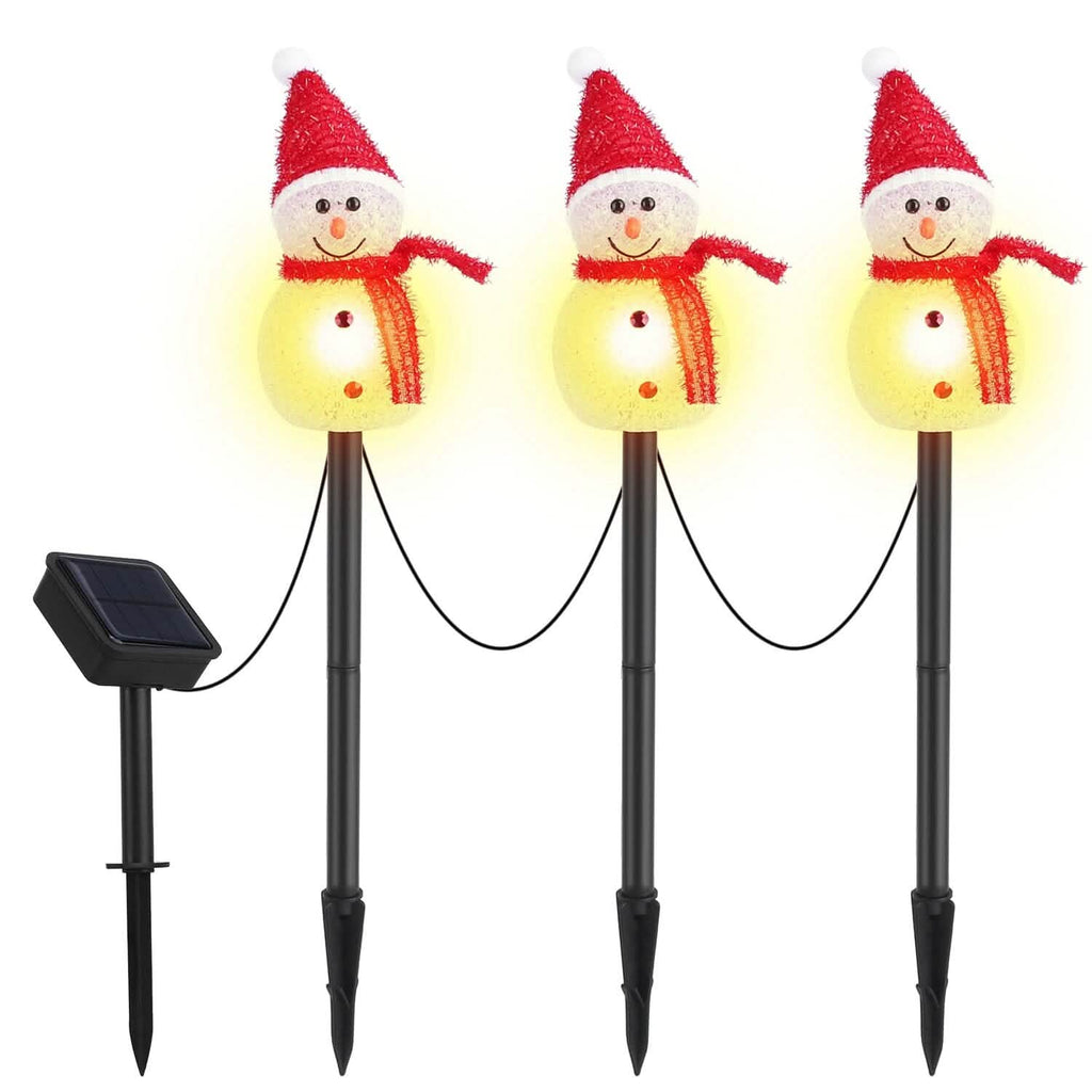 Solar Powered Lamp 3 Snowmen Garden Stake Light