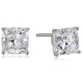 Solid Sterling Silver Cushion Cut Studs Earrings