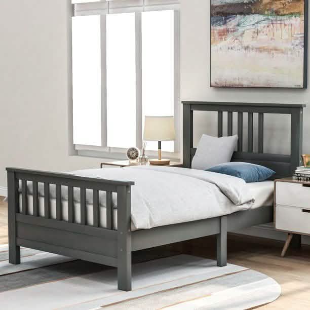 Solid Wood Platform Bed and Kids Room Headboard