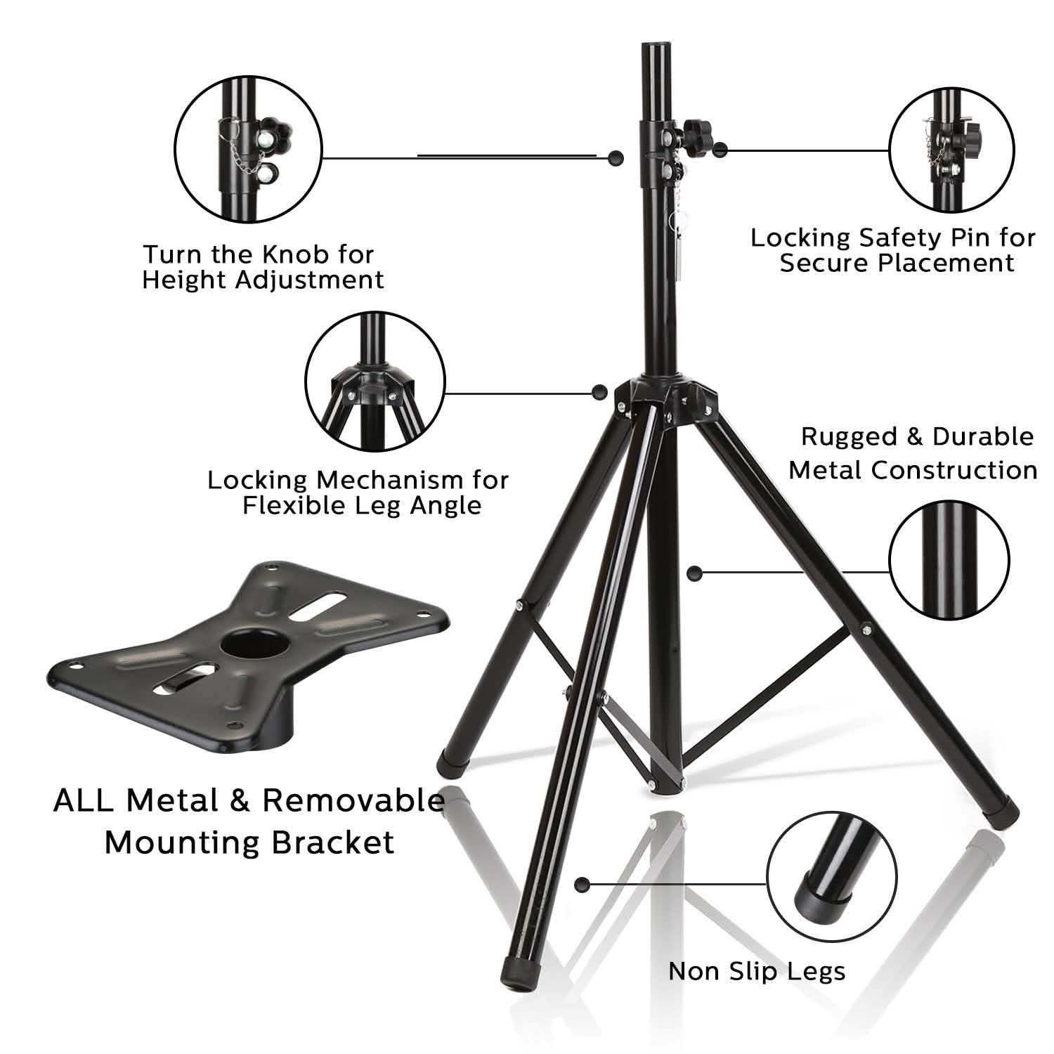 Speaker Tripod Stand Adjustable Height Heavy Duty Holder