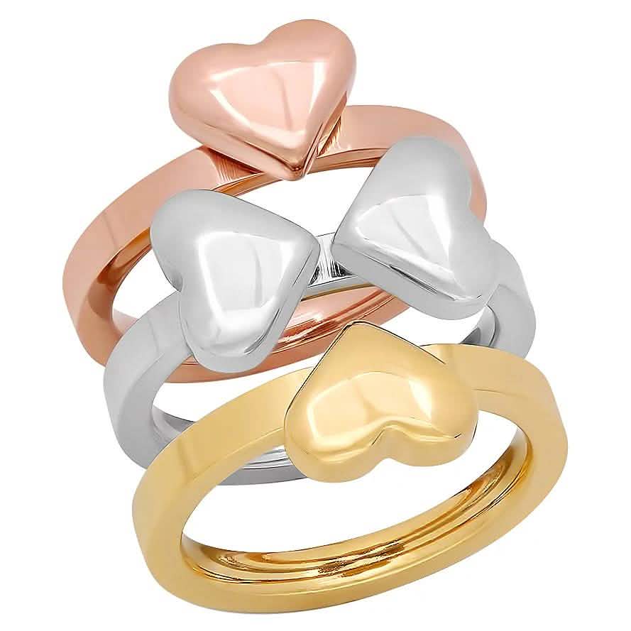 Steel by Design Three-Piece Heart Clover Ring