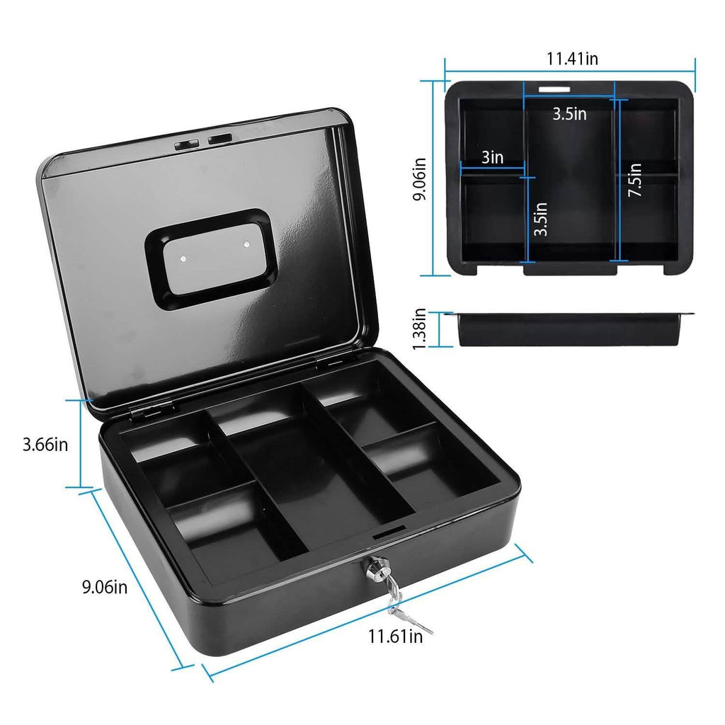 Steel Cash Box with Removable Tray