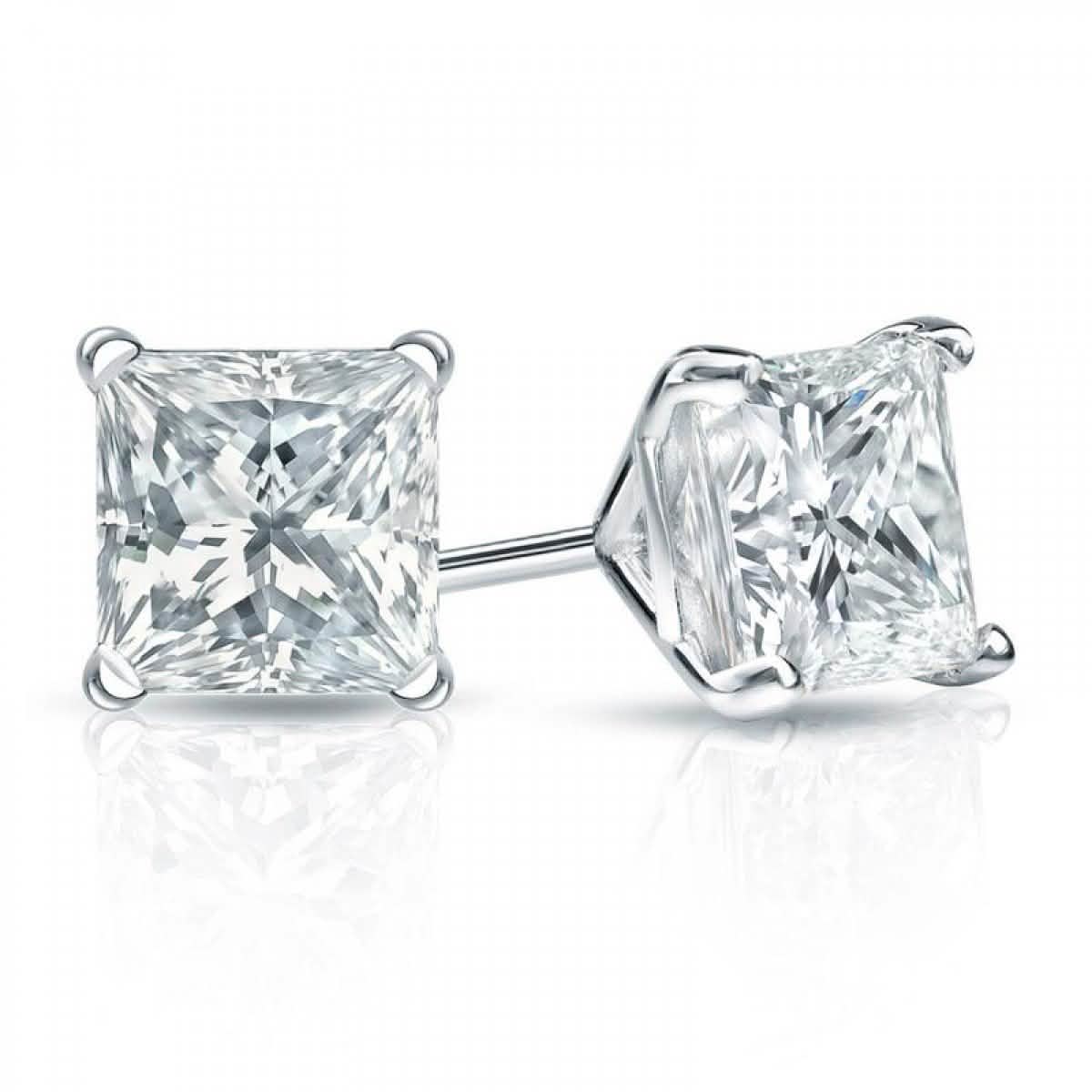 Swarovski Crystals Princess-Cut Stud Earrings