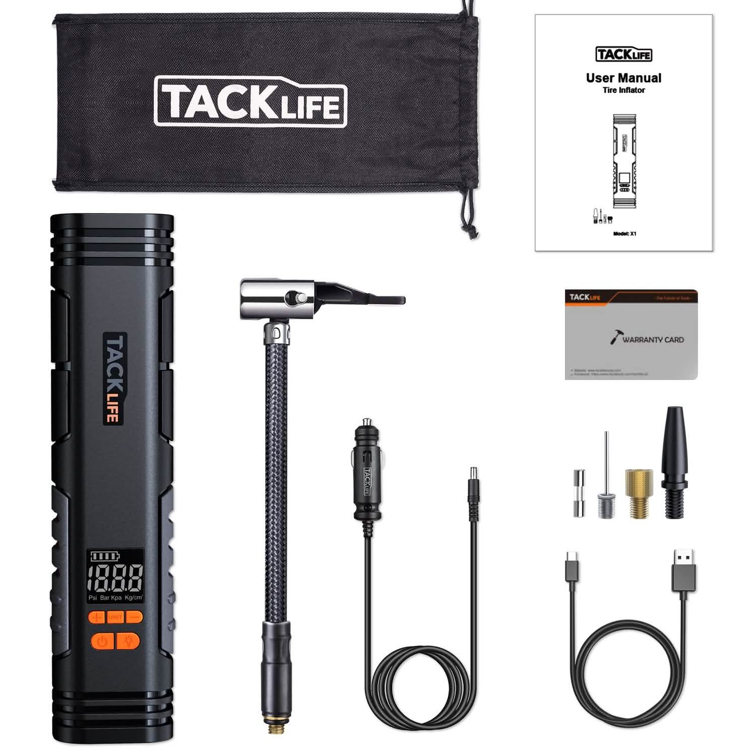 Tacklife X1 Rechargeable Cordless Tire Inflator