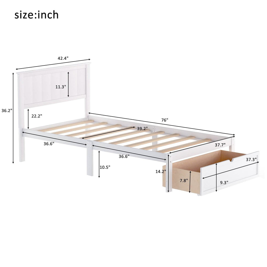 Twin Size Platform Bed with Storage