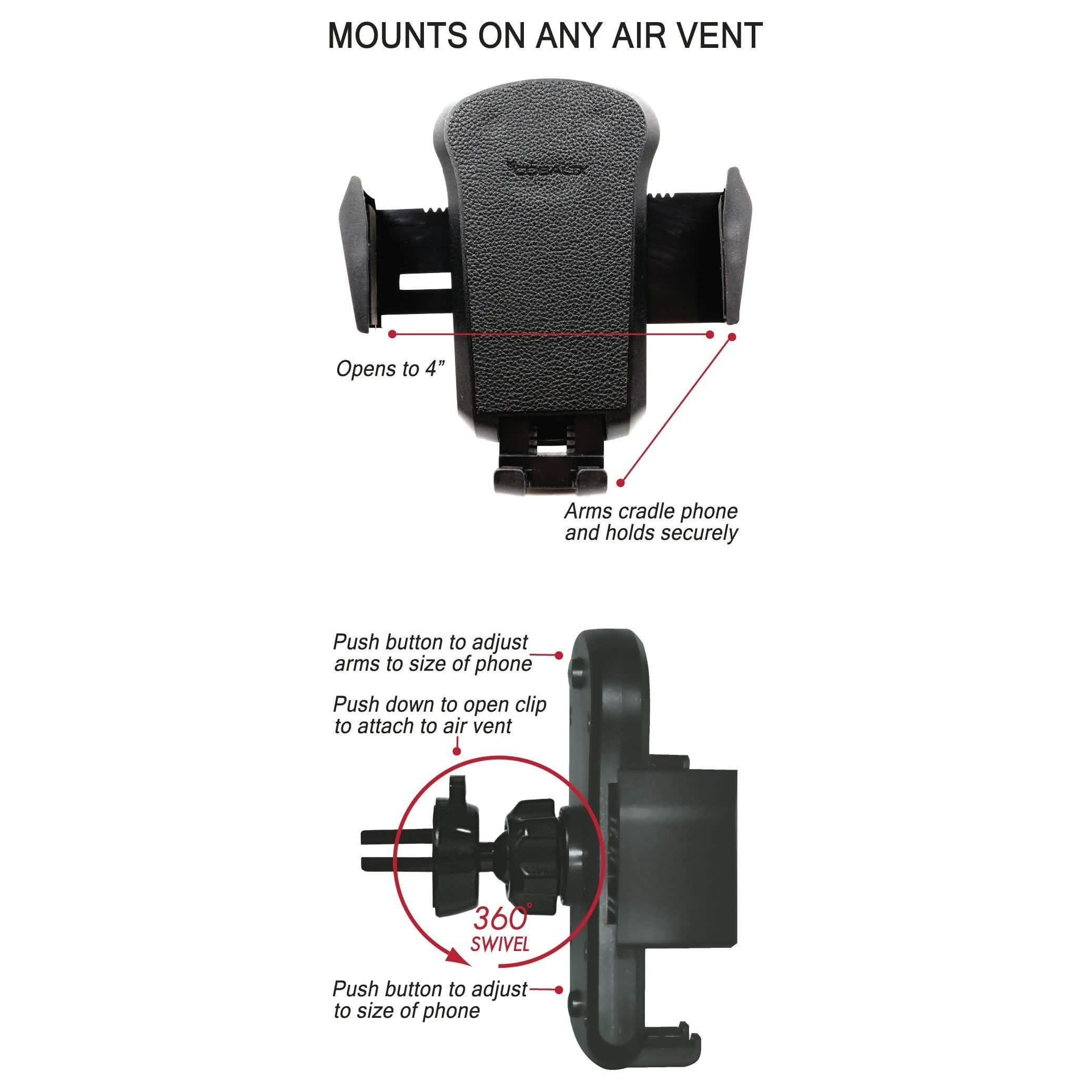 Universal Cradle Airvent Mount with Leather Accent