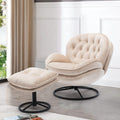 Velvet Swivel Accent Chair with Ottoman Set