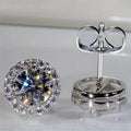 White Zirconia Round Stud Earrings