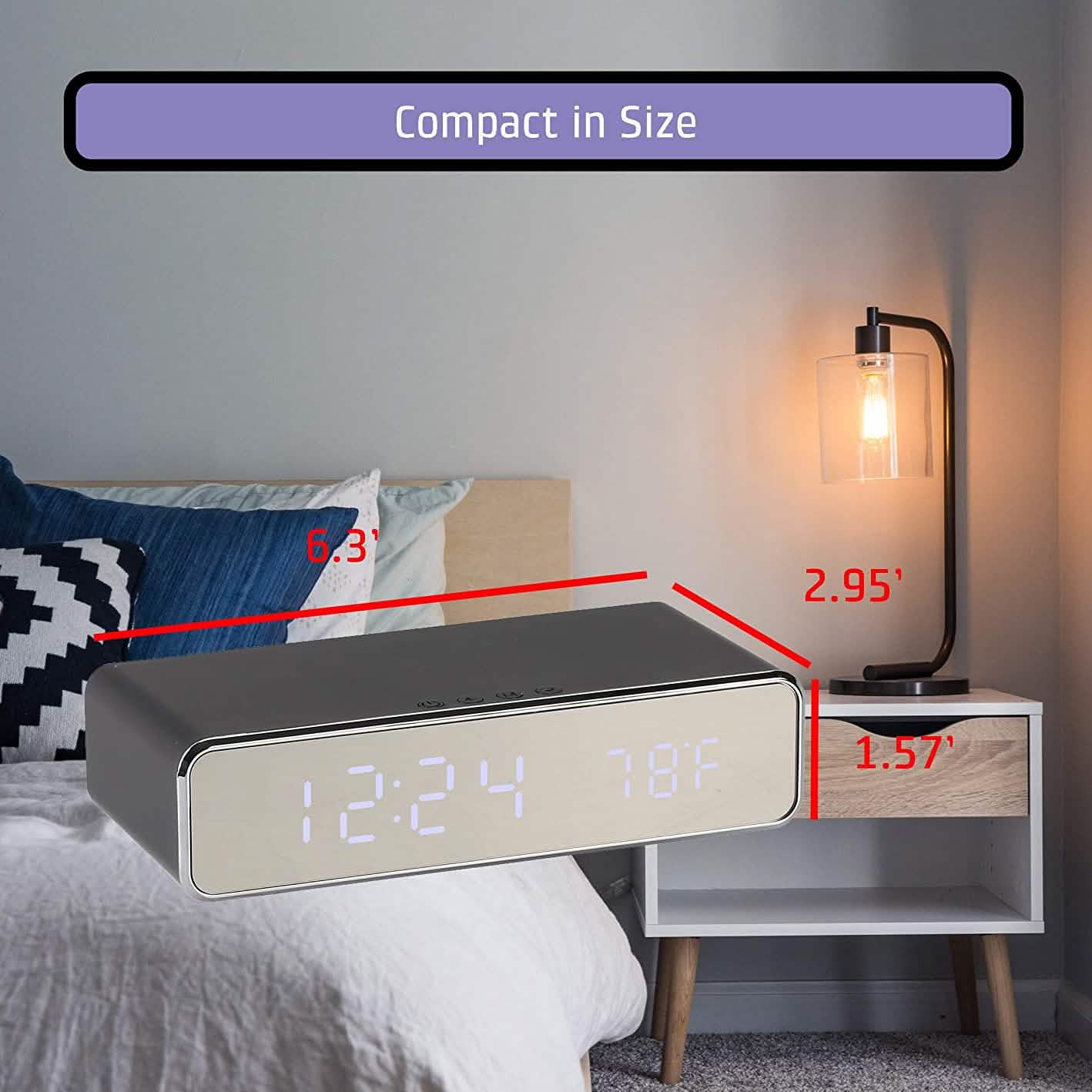 Wireless Charging Digital Alarm Clock