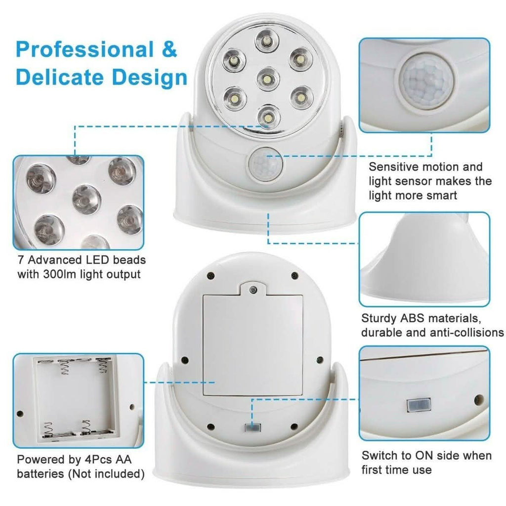 Wireless LED Spotlight 90° Motion Sensor Night Lamp