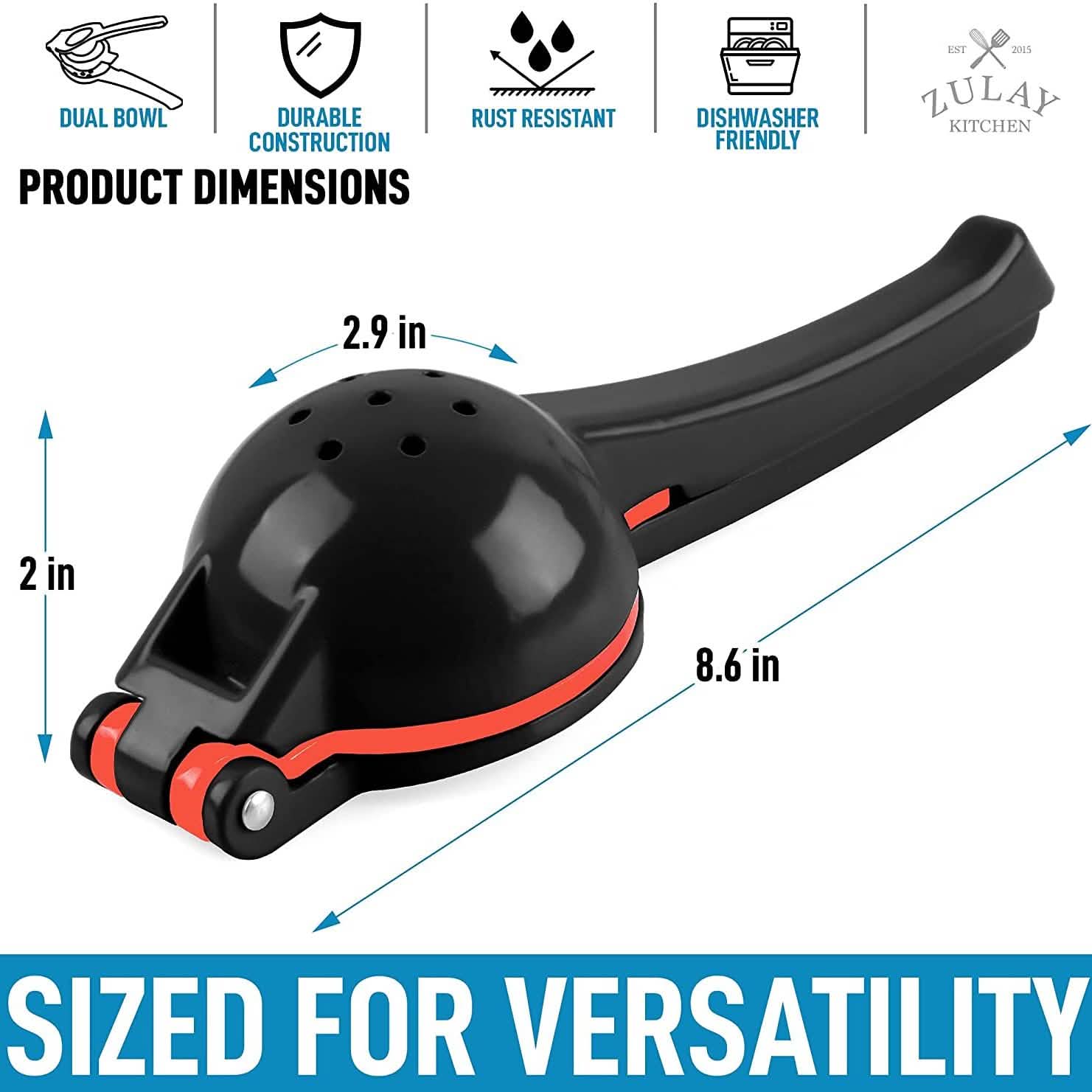 Zulay Metal 2-in-1 Lemon Lime Squeezer